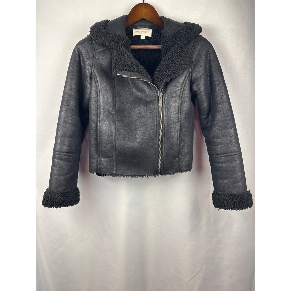 Women’s Two by Vince Camuto XS Black Suede Fur Lined Coat